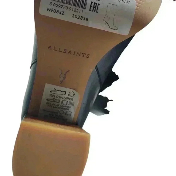 ALLSAINTS NWT Millie Leather Tall Black Ankle Boot Size EU 37 US 7 - Picture 9 of 12